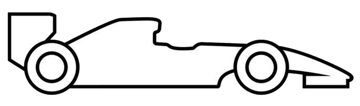 Line drawing of a Formula 1 car